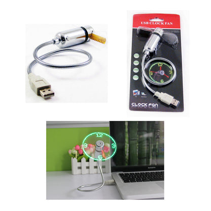 Mini USB Fan with LED Clock