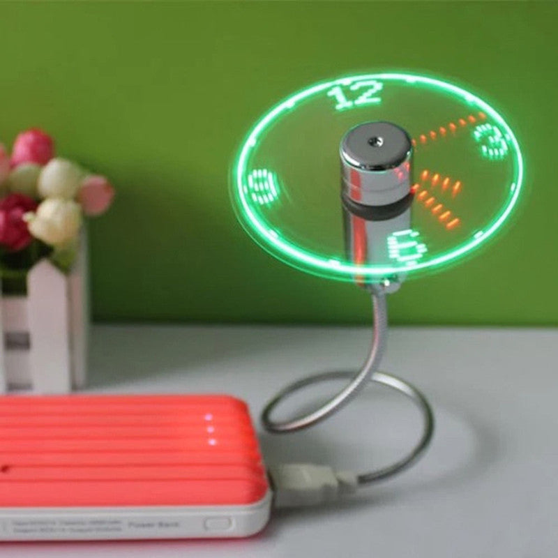 Mini USB Fan with LED Clock